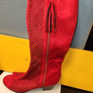 Chic Red Over the Knee Boots